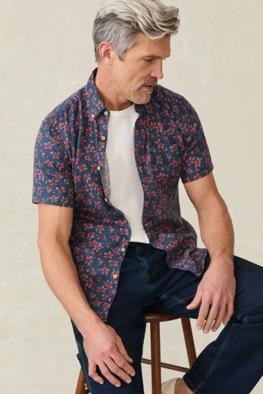 Camisa Breeze Berry Navy Floral