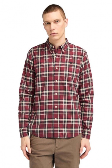 Camisa Stretch Poplin Check Tawny Port