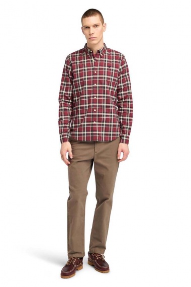 Camisa Stretch Poplin Check Tawny Port