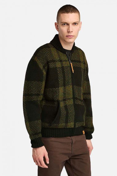 Cárdigan Plaid Full Zip Dark Olive