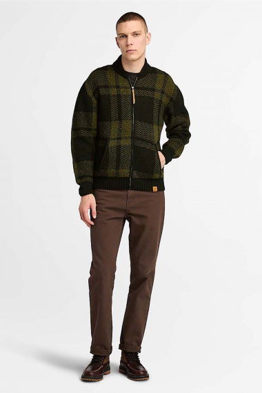 Cárdigan Plaid Full Zip Dark Olive