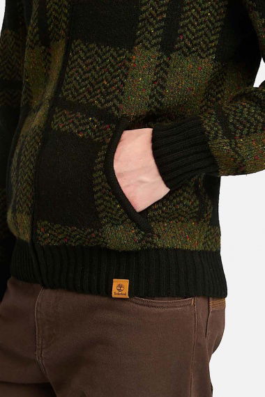 Cárdigan Plaid Full Zip Dark Olive